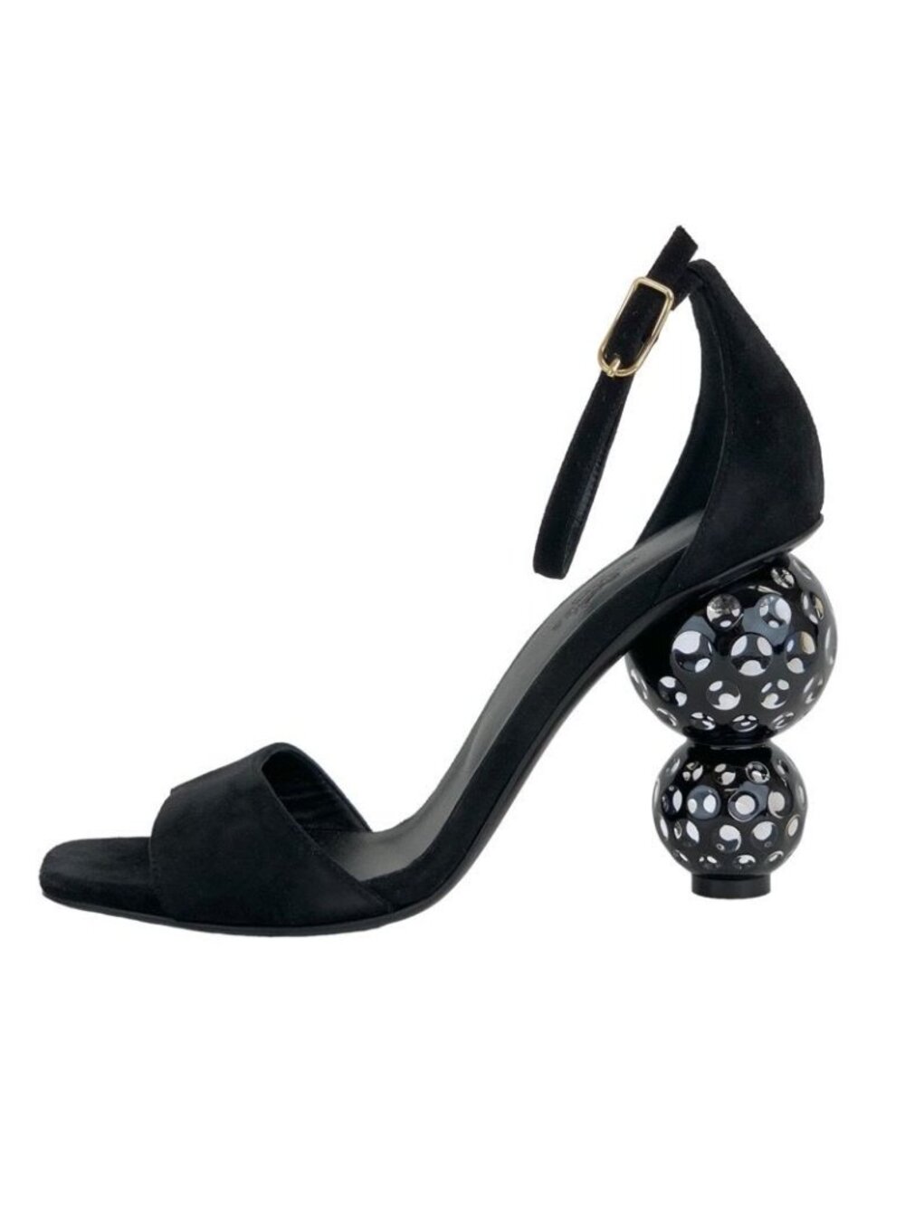 Hermes Dolly Sandals Shoes Suede Black Party - Picture 3 of 10